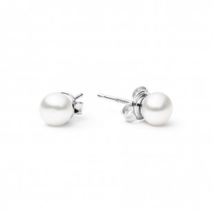 Stříbrné perlové náušnice - bílé přírodní perly