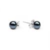 Stříbrné perlové náušnice - černé přírodní perly