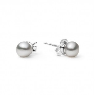 Stříbrné perlové náušnice - šedé přírodní perly