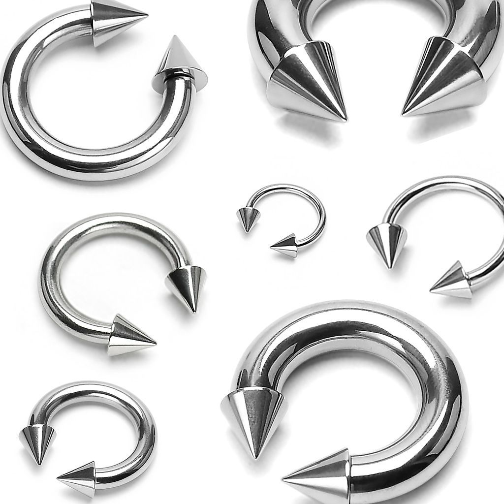 Piercing - podkova s hroty, tl. 1,2 mm (1,2 x 8 mm, 3 x 4 mm) - PV01016-120833