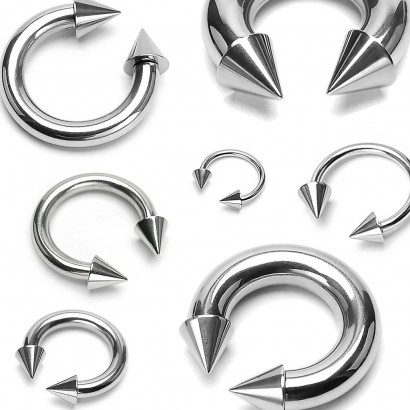 Piercing - podkova s hroty, tl. 1,2 mm (1,2 x 11 mm, 4 x 4 mm)