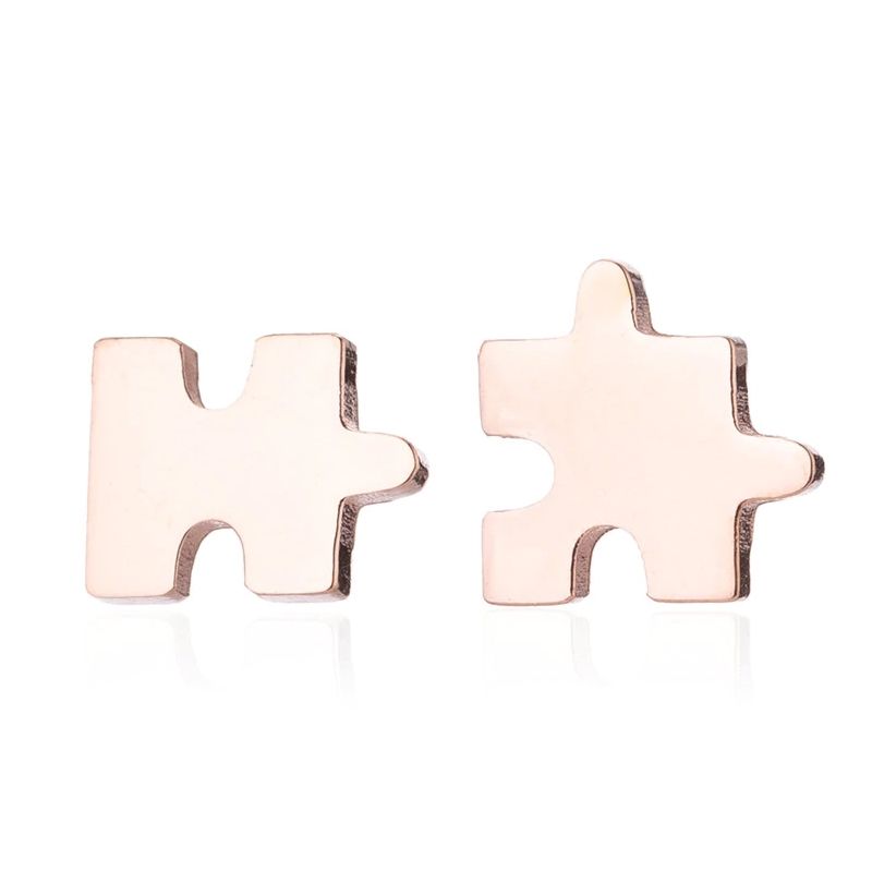 Levně S4U Zlacené ocelové náušnice PUZZLE - OPN1042-RD