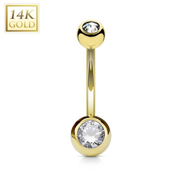 Zlatý piercing do pupíku banánek velký, Au 585/1000 - ZL01091C-YG