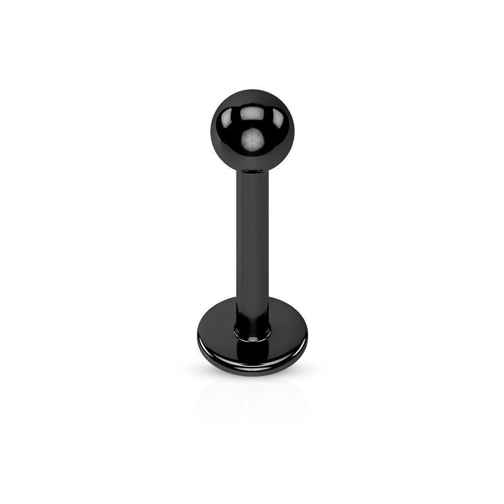 Piercing do brady - labreta (černá, 1,6 x 6 x 3 mm) - LB1035K-1610