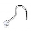 Zlatý piercing do nosu - čtvercový zirkon, Au 585/1000 (čirá, 0,14 g)