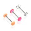 Piercing do jazyku činka s akrylátovými půlkuličkami HWBA48 (růžová)