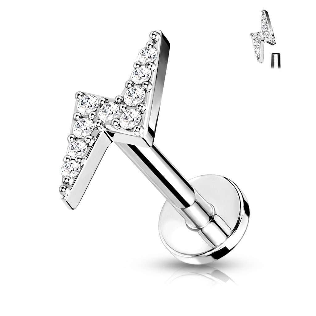 Levně Labreta / cartilage piercing - blesk, barva: čirá (1,2 x 8 mm) - LB0033ST-1208