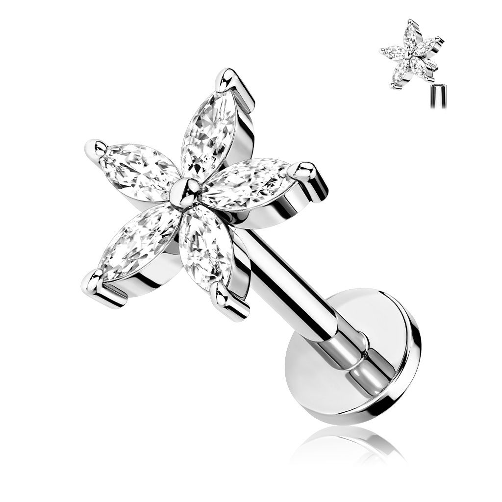 Levně Labreta / cartilage piercing - kytička (1,2 x 8 mm) - LB0035ST-1208