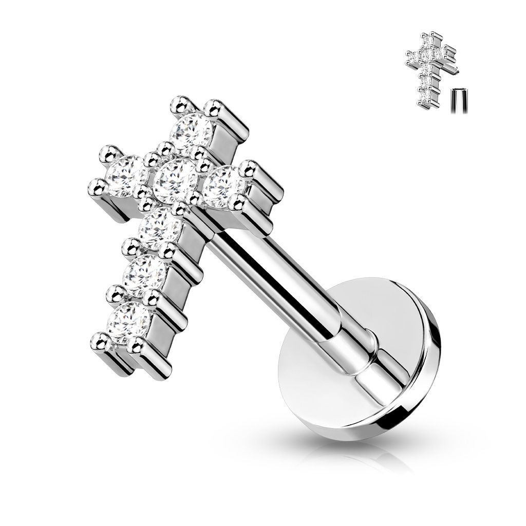 Levně Labreta / cartilage piercing - křížek (1,2 x 6 mm) - LB0034ST-1206