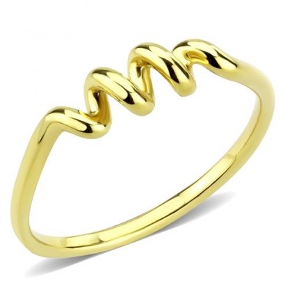 Zlacený ocelový prsten spirála (58)