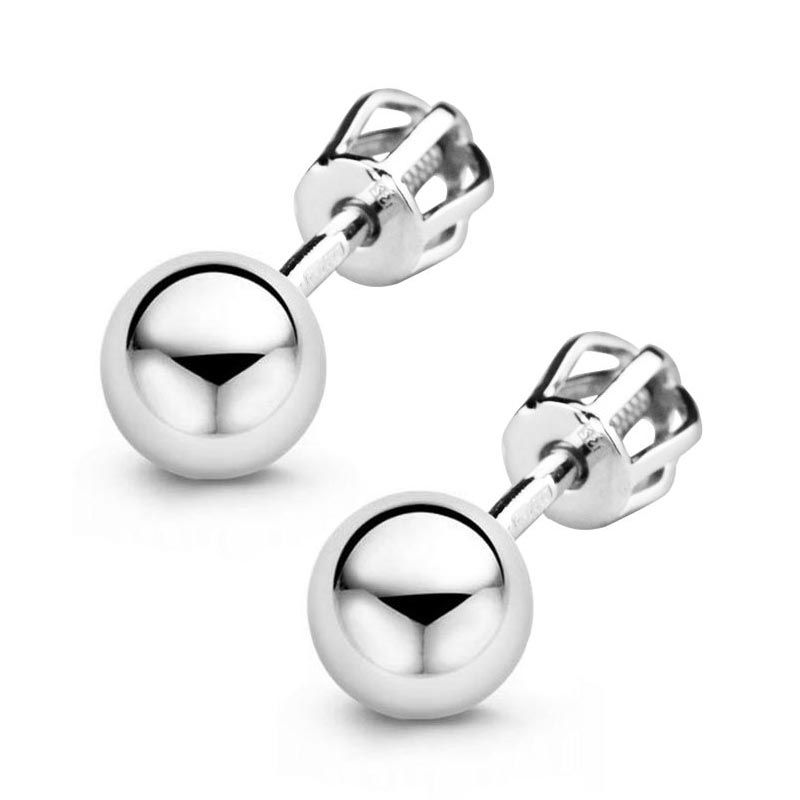 NUBIS Stříbrné šroubovací náušnice kuličky 7mm - NB-3297-07