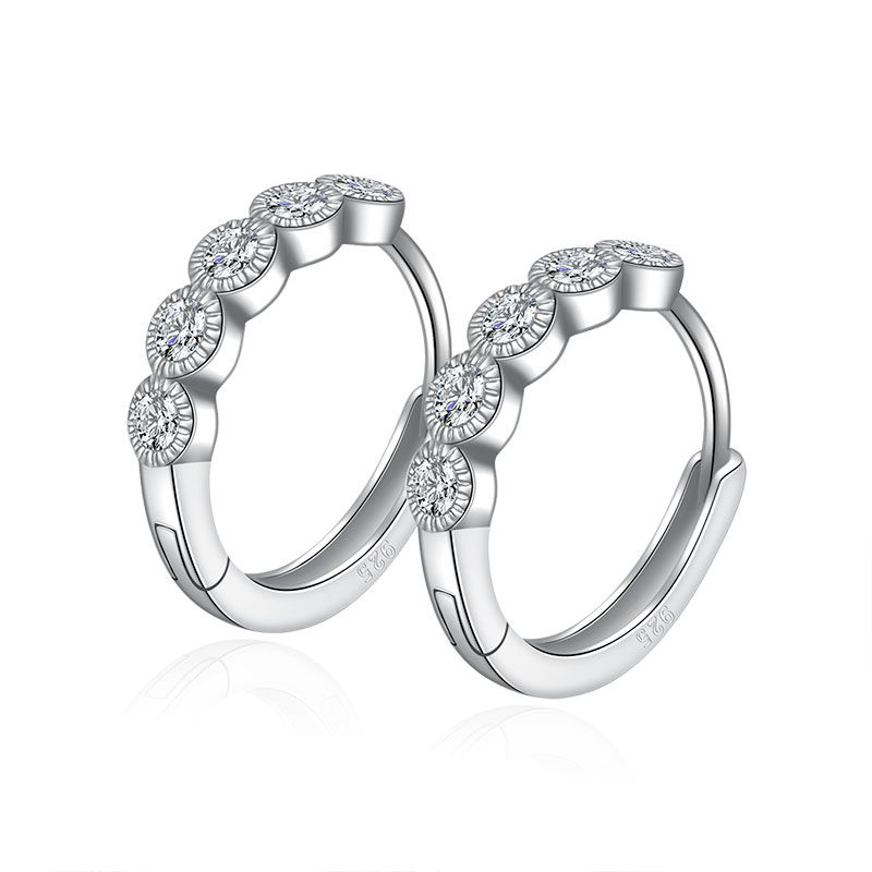 Stříbrné náušnice kroužky se zirkony - NB-3430