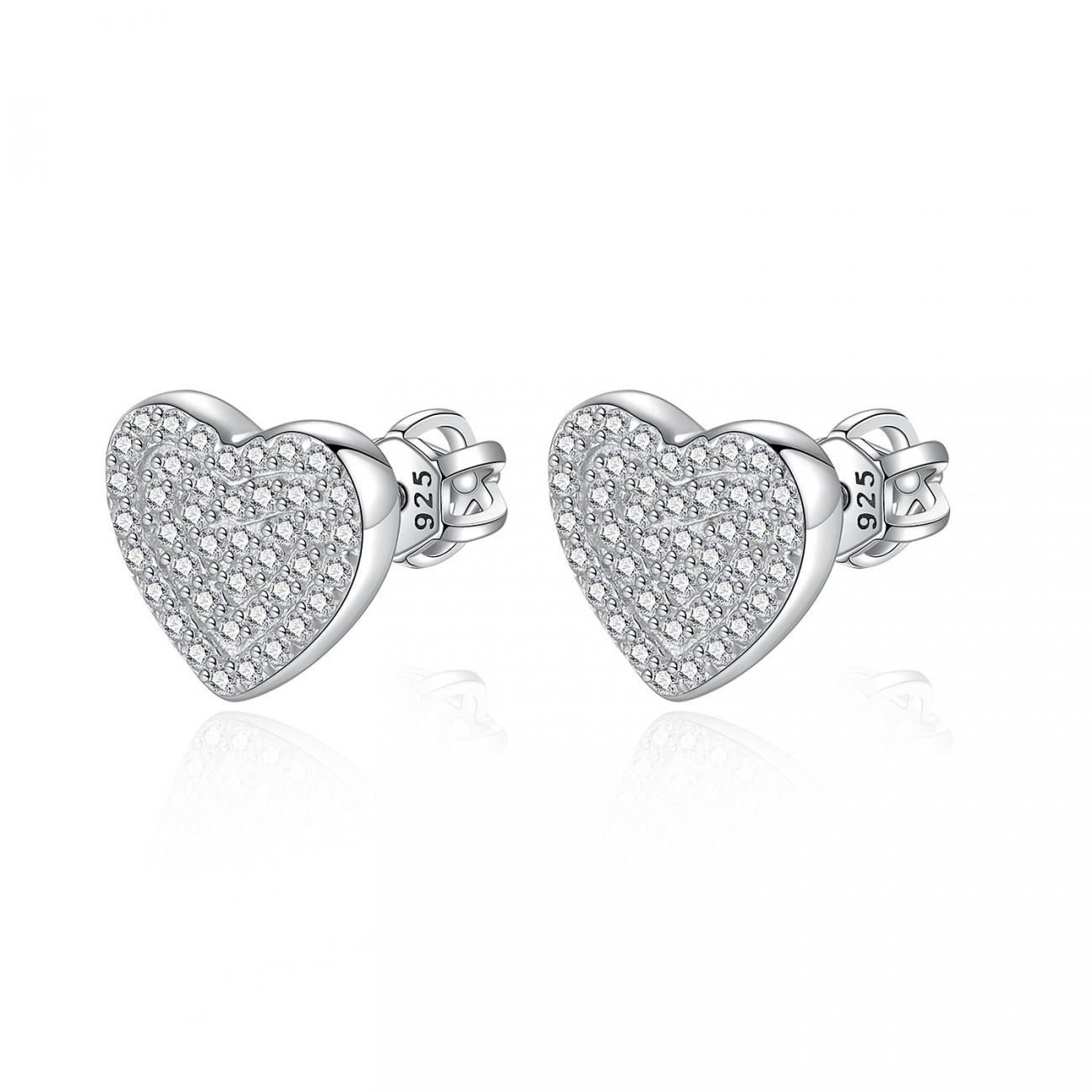 NUBIS Stříbrné šroubovací náušnice srdíčka - NB-3429