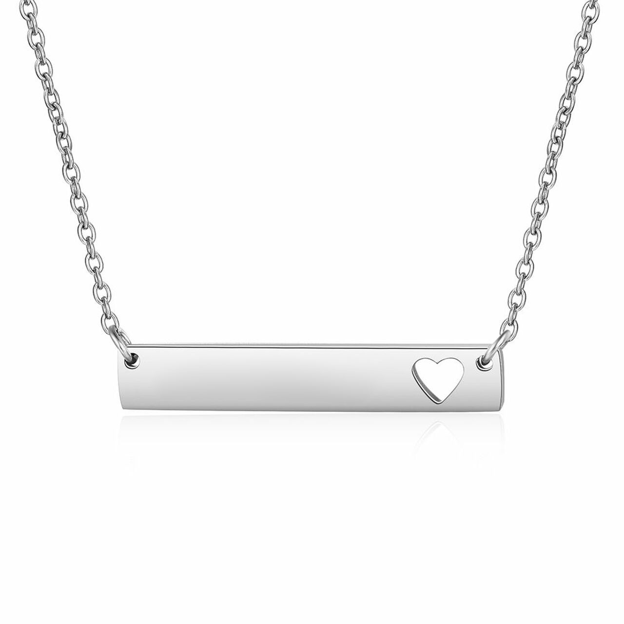 S4U Ocelový řetízek s destičkou zdobenou srdíčkem - OPD0245-ST