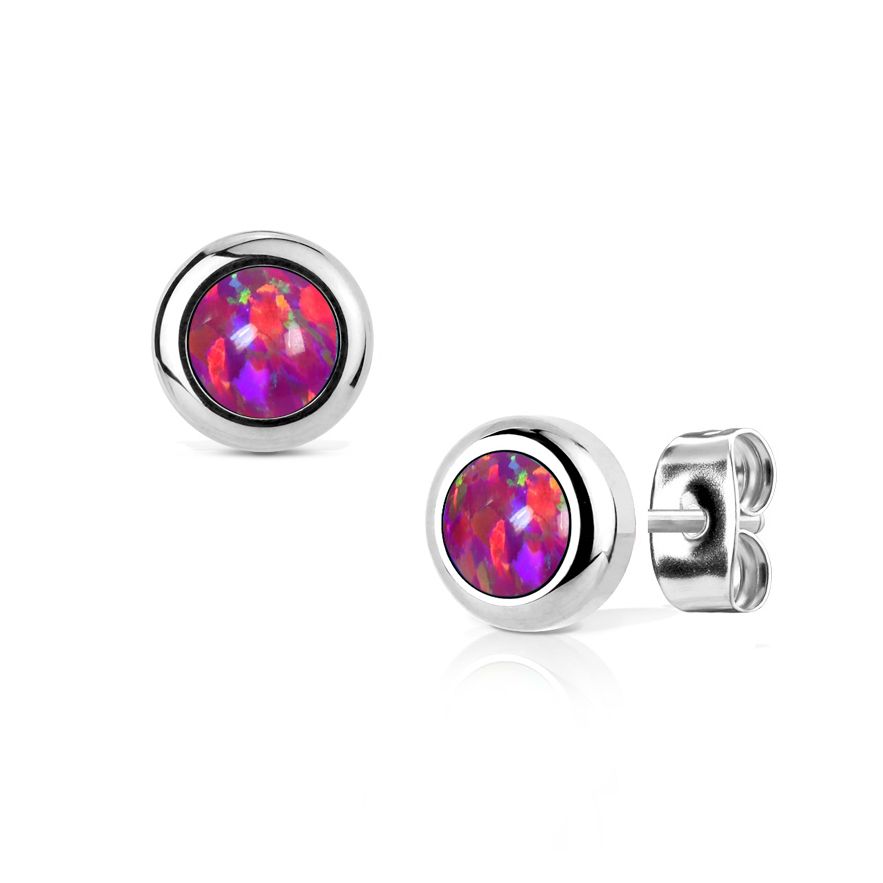 Levně NUBIS Ocelové náušnice s opály 4 mm - NBP77-OP23