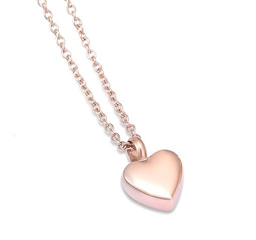 Náhrdelník - pamětní přívěsek, pietní přívěsek, přívěsek na popel srdíčko rose gold