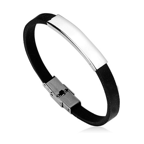 S4U Kaučukový náramek s ocelovou destičkou, šíře 5 mm - OPA1276