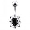 Stříbrný piercing do pupíku (čirá/tmavě  fialová)