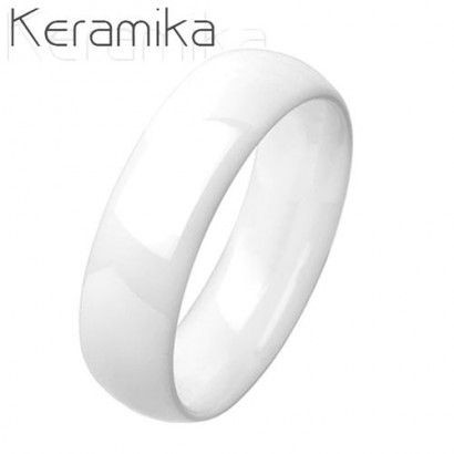 KM1013-6 Dámský keramický prsten bílý, šíře 6 mm (49)