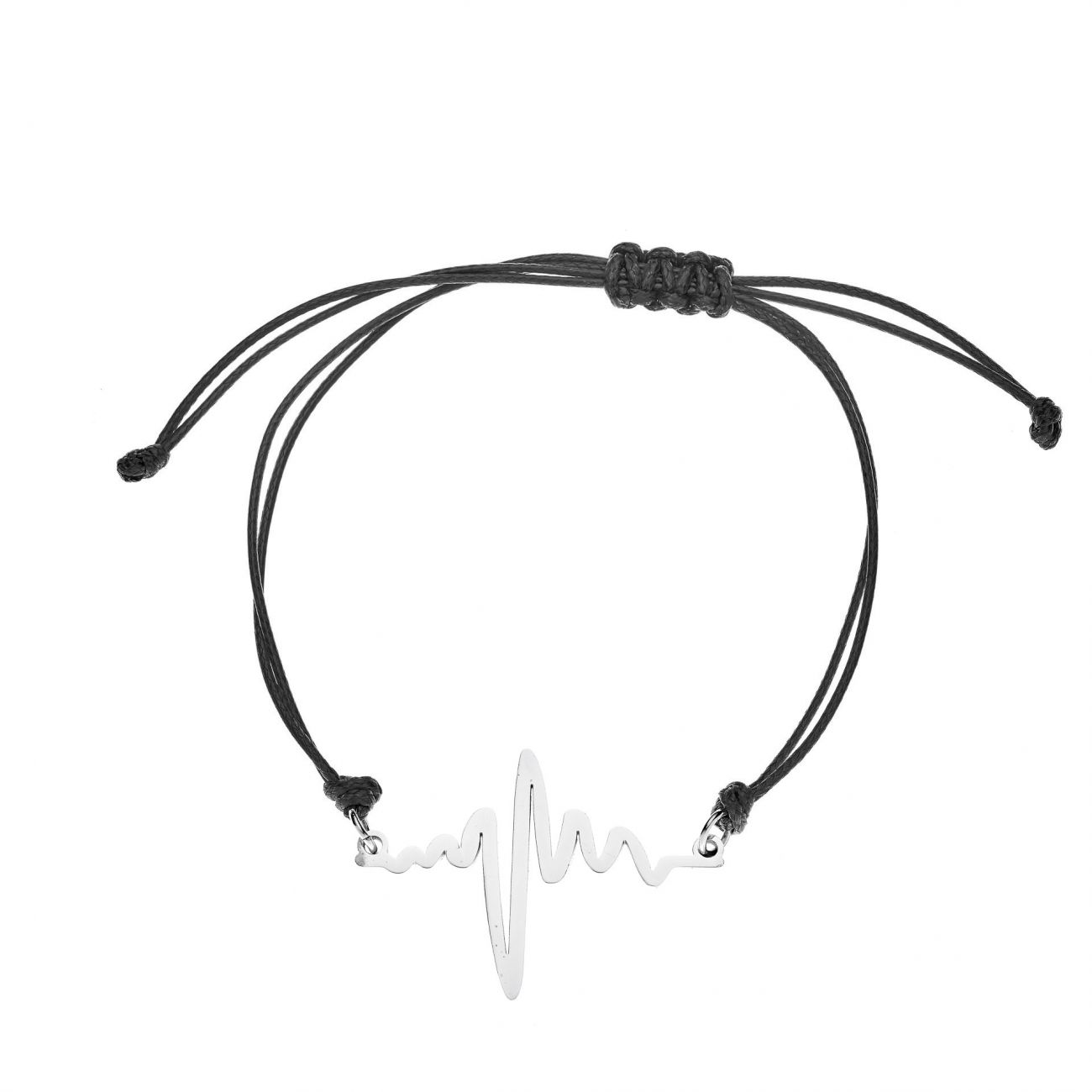 Levně S4U Černý textilní náramek heartbeat - ON004K