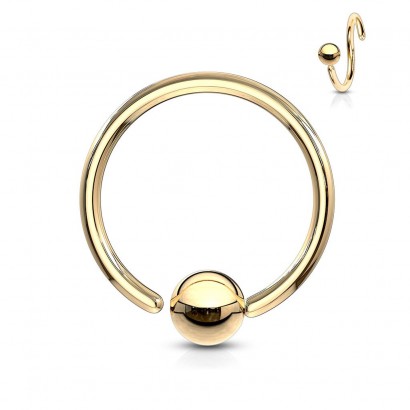 Piercing - kruh zlacený, kulička 2 mm (0,6 x 8 mm)