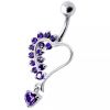 Stříbrný piercing do pupíku - srdíčko (čirá)