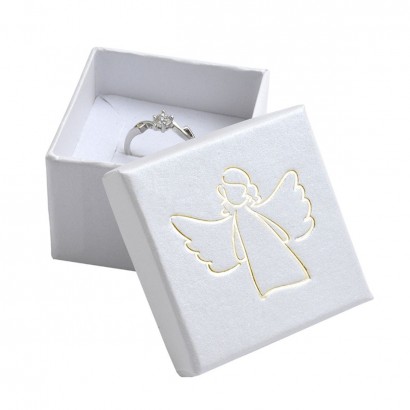 Bílá dárková krabička, zlatý anděl