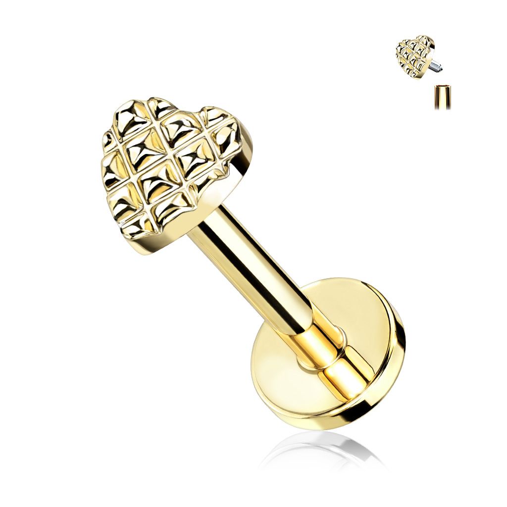 Levně Labreta / cartilage piercing - srdíčko (1,2 x 6 mm) - LB0036GD-1206