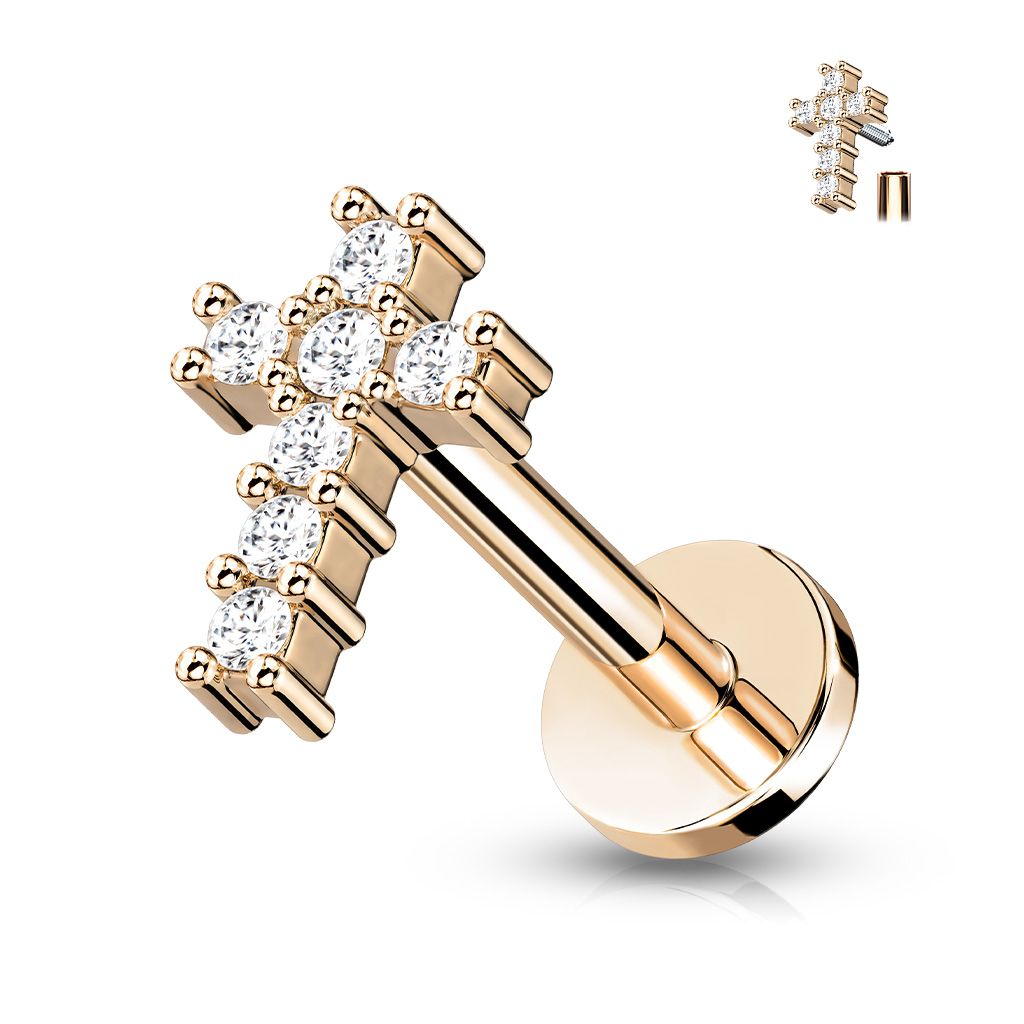 Levně S4U Labreta / cartilage piercing - křížek (1,2 x 6 mm) - LB0034RD-1206