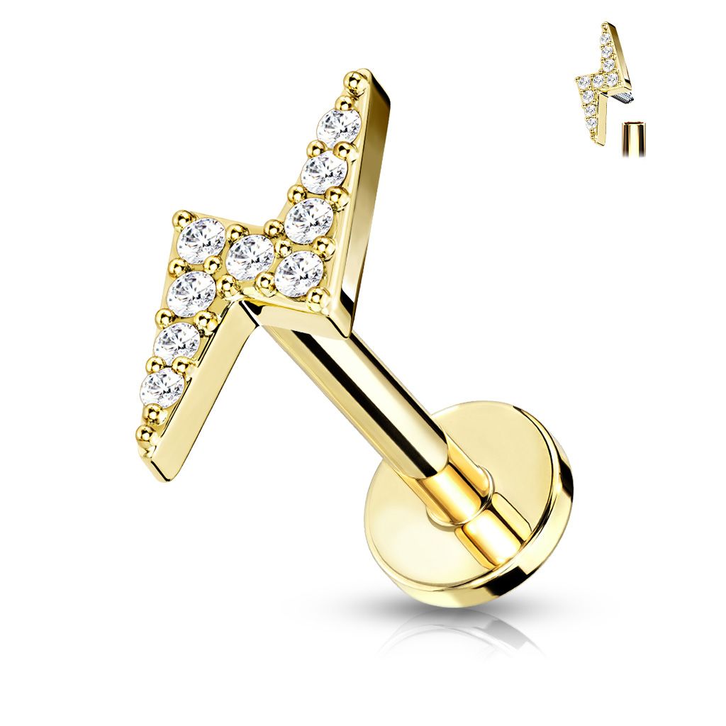 Levně S4U Labreta / cartilage piercing - blesk (1,2 x 6 mm) - LB0033GD-1206