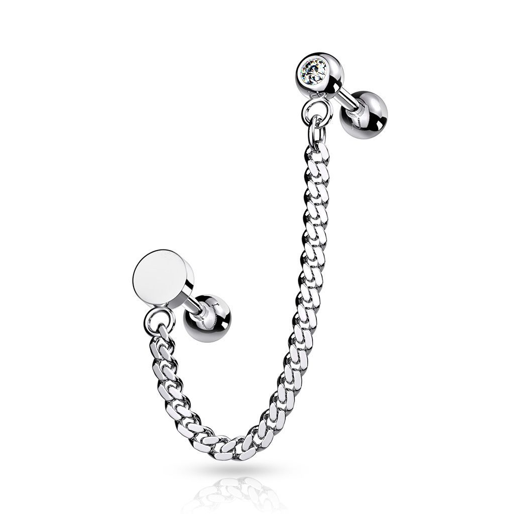 Levně Cartilage piercing do ucha s řetízkem (kolečko) - CP1065-RND