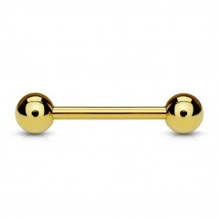 Pozlacený piercing do jazyka 1,6 x 16 mm, kuličky 6 mm