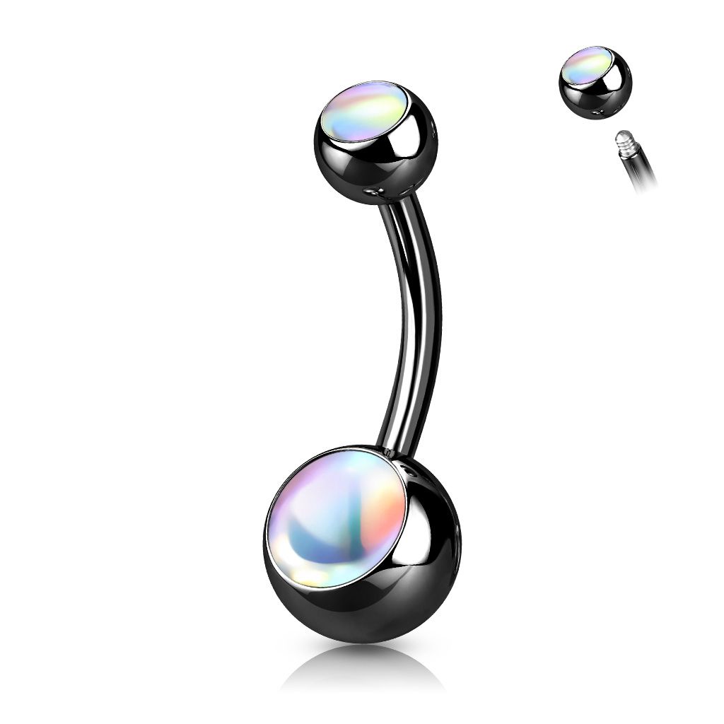 Levně Černý piercing do pupíku - banánek - BS0005-K