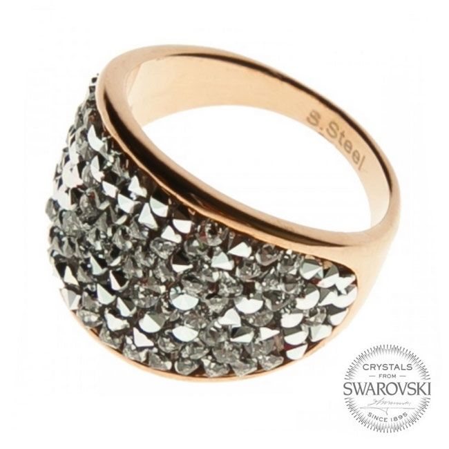 AKTUAL Zlacený ocelový prsten s krystaly Crystals from Swarovski, Crystal (63) - LV1003-CAL-63