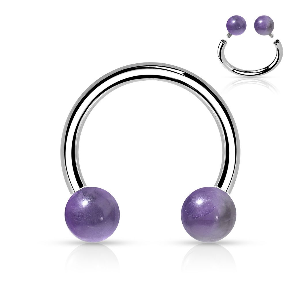 Levně Piercing - podkova s vnitřním závitem (ametyst) - PV01045-AM