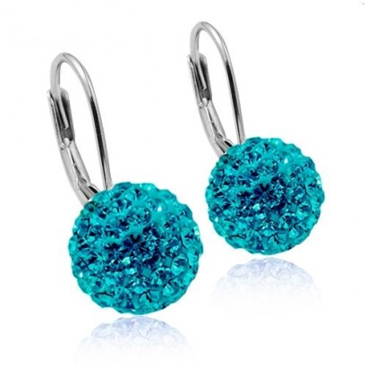 Stříbrné náušnice koule 10 mm s krystaly Crystals from Swarovski®, Turquise