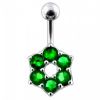 Stříbrný piercing do pupíku - kytička (čirá)