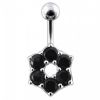 Stříbrný piercing do pupíku - kytička (čirá)