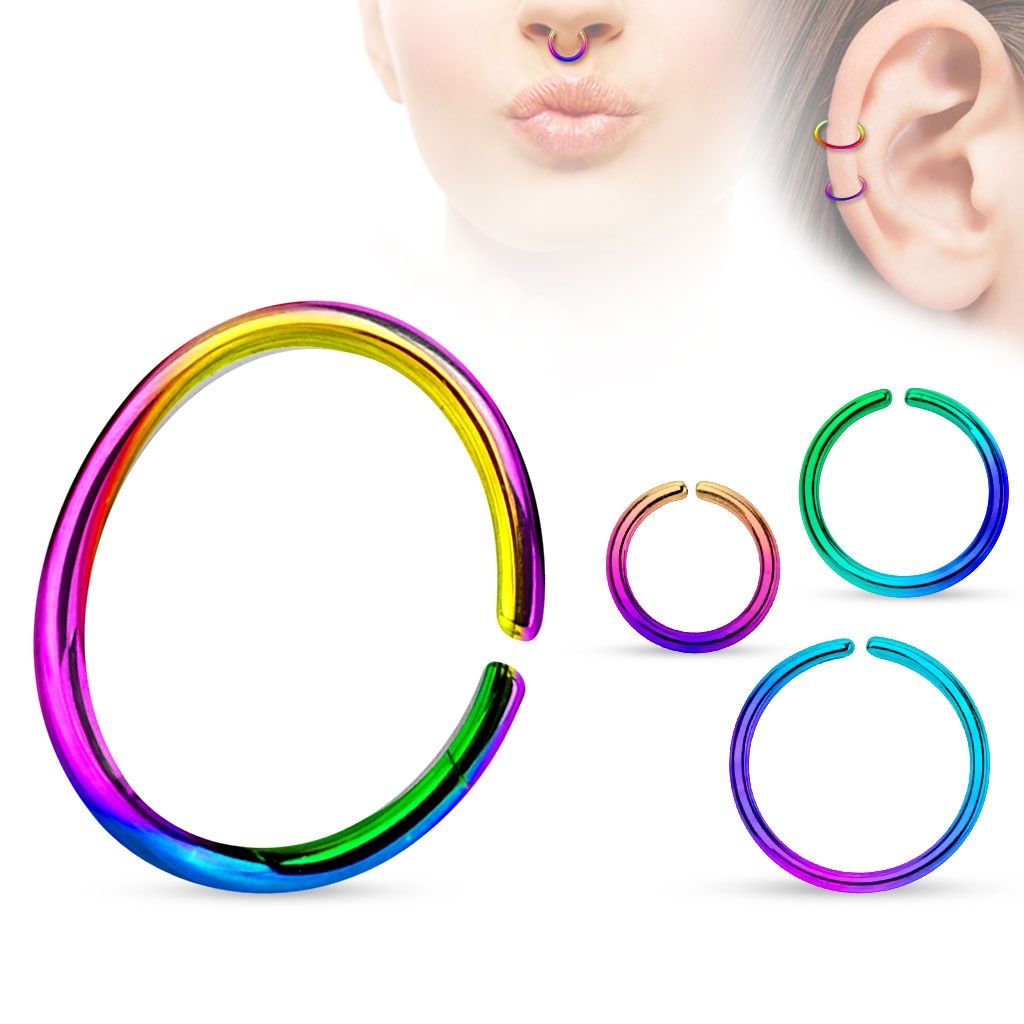 Levně S4U Piercing do nosu - kruh duhový (1,0 x 11 mm) - N0006-1011