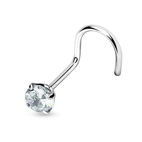 Levně Stříbrný piercing do nosu - zirkon 3mm (čirá) - N01070-C