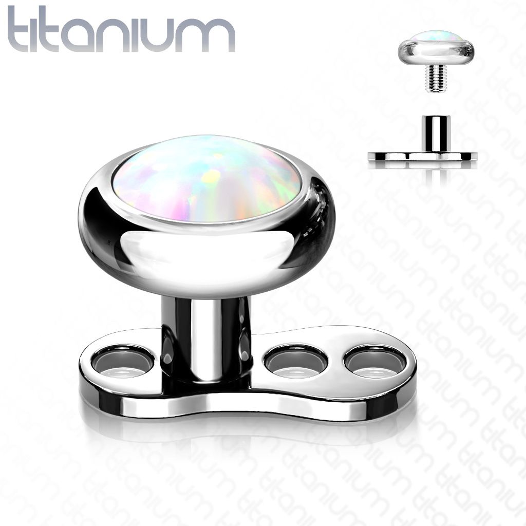 S4U Kompletní microdermal piercing 1,2 mm - opál (bílá) - MD029-OP17-04