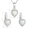 Sada šperků se syntetickým opálem a krystaly Preciosa náušnice a přívěšek bílé srdce 39161.1