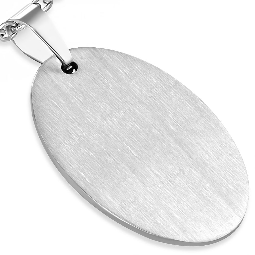 S4U Ocelový přívěsek - matná destička ovál 25 x 35 mm - DR1204