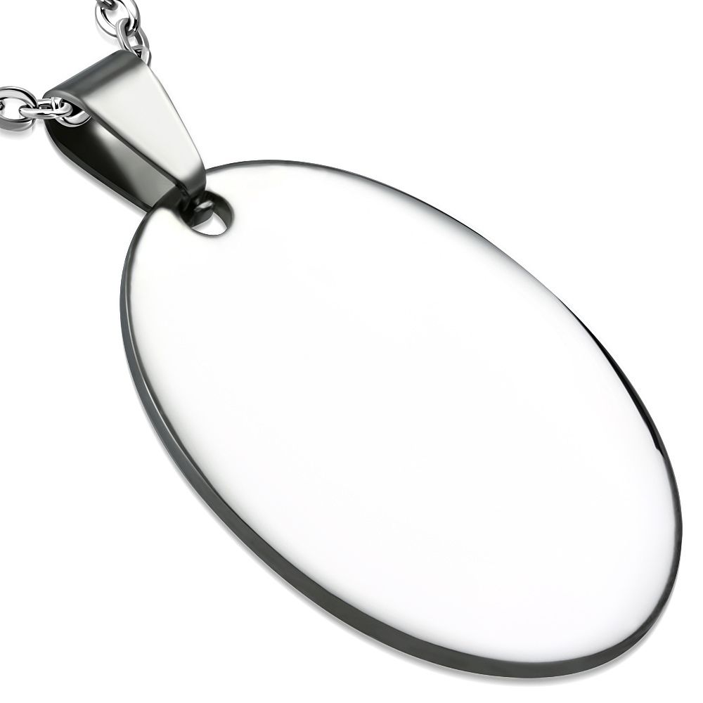 S4U Ocelový přívěsek - destička ovál 24 x 37 mm - DR1314