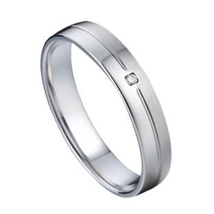 Levně NUBIS NSS3017 Snubní ocelový prsten se zirkonem, šíře 4 mm (56) - NSS3017-ZR-56