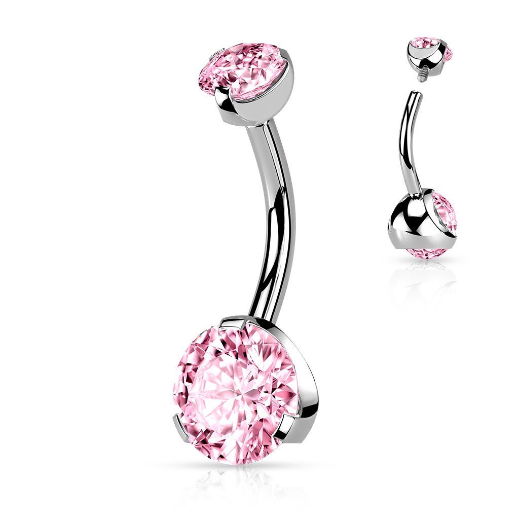 Levně Piercing do pupíku - vnitřní závit (růžová) - WP01197-P