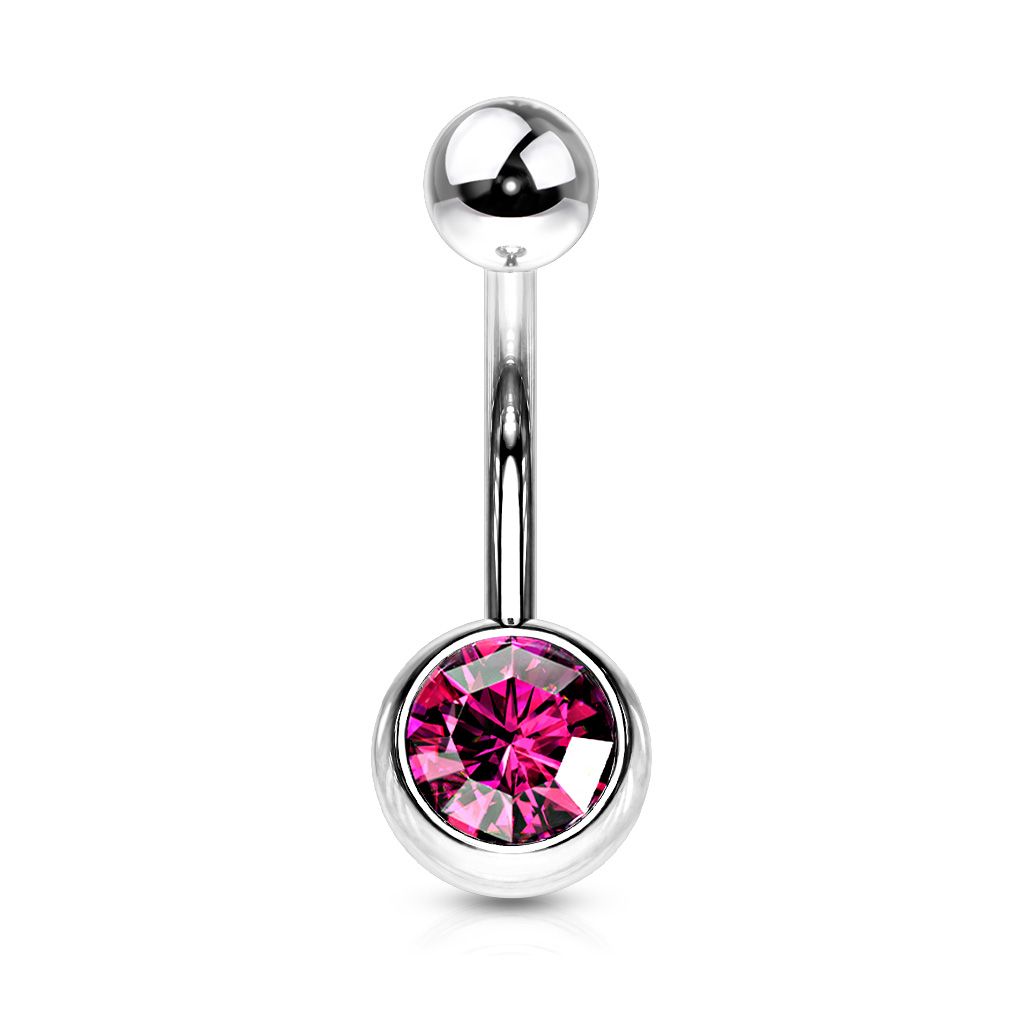 Levně Piercing do pupíku - banánek (tmavě růžová) - BS01001-F