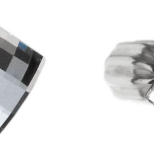 Stříbrné náušnice pecka s krystaly čirý čtverec 31108.1