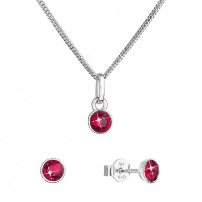 Sada šperků s krystaly Swarovski náušnice, řetízek a přívěsek červené 39177.3 ruby
