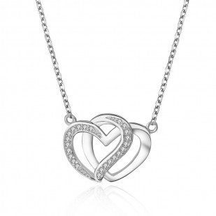 Stříbrný náhrdelník - propletená srdce
